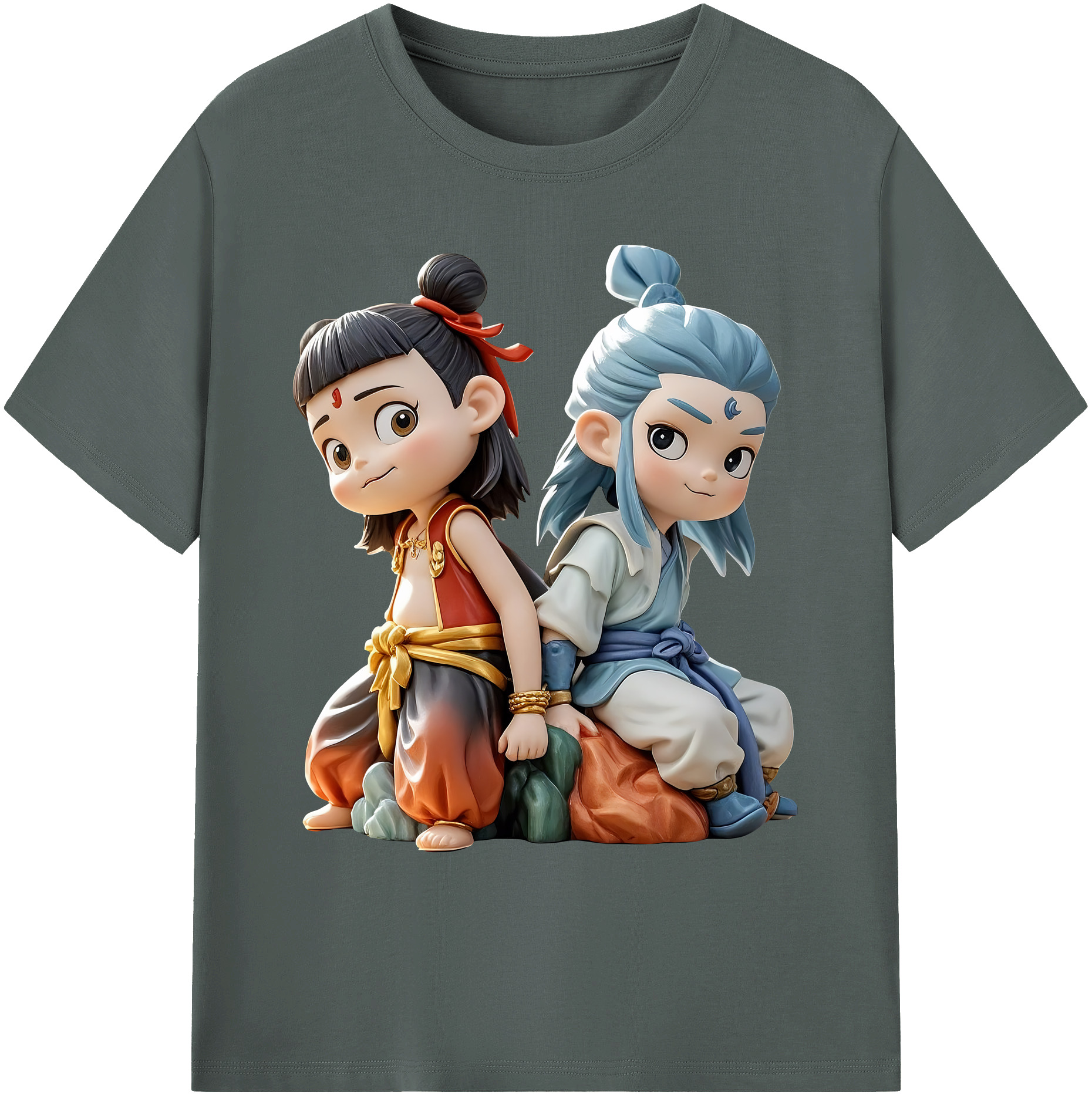 （画像用） Ne Zha 2 ナタ 魔童の大暴れ 綿100％ メンズ半袖Tシャツ｜肌触りやわらか＆通気性